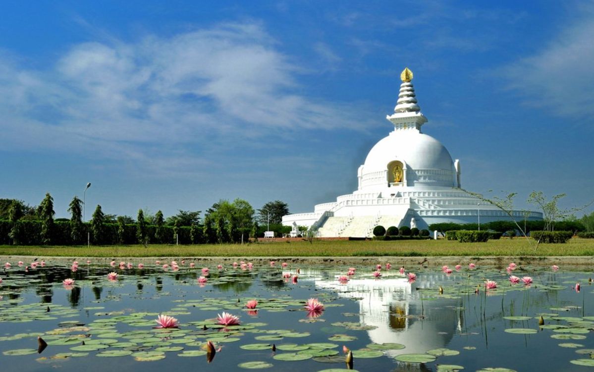 World Peace Pagoda Lumbini Buddhist site with Buddha Trails Tours 
